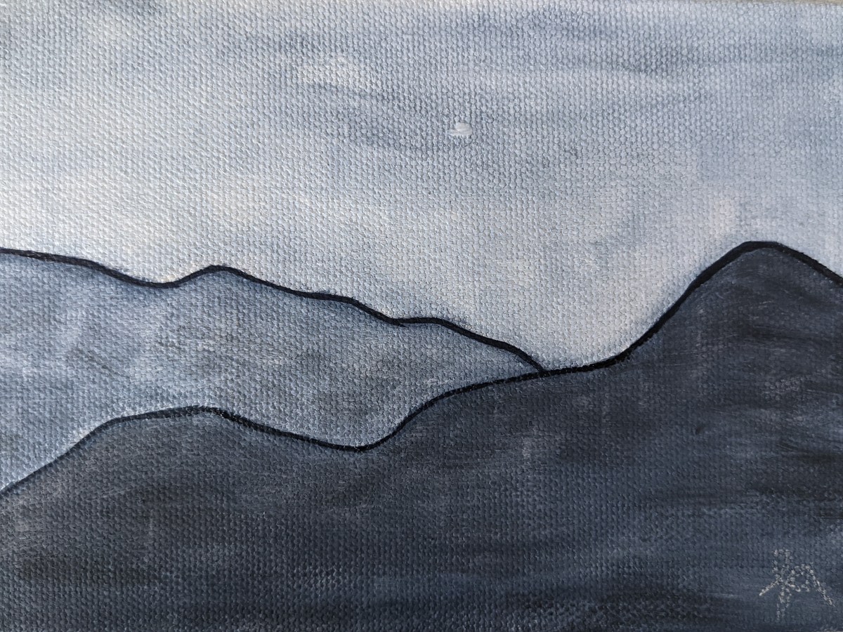 bluish mountainscape