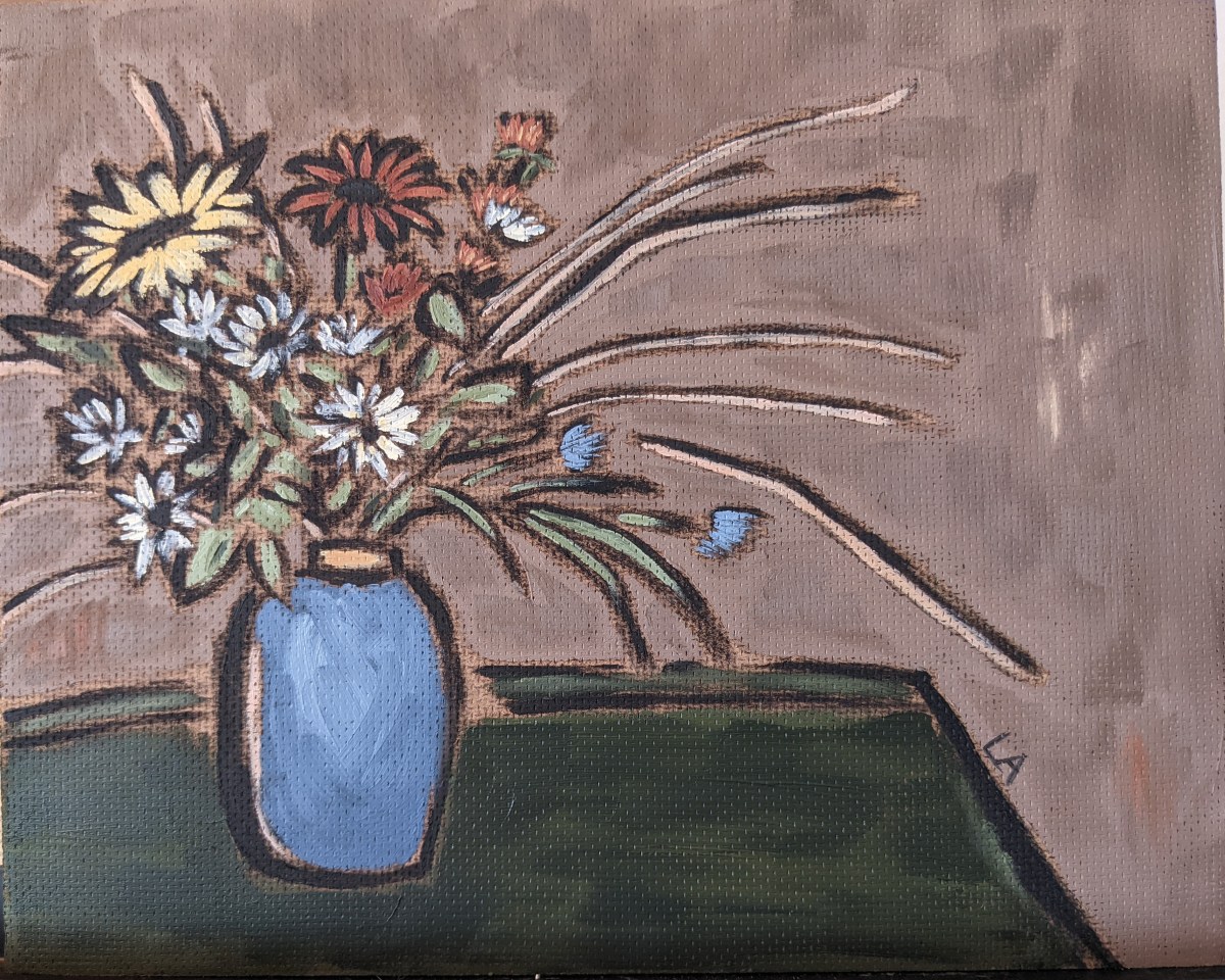 flowers in a blue&nbsp;vase